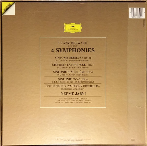 Franz Berwald - Gothenburg Symphony Orchestra*, Neeme Järvi : 4 Symphonies (2xLP + Box)