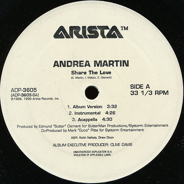 Andrea Martin : Share The Love (12", Promo)