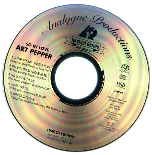 Art Pepper : So In Love (SACD, Hybrid, Album, RE)